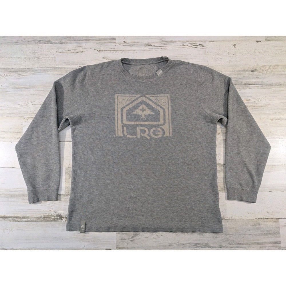Vintage Y2K LRG Shirt Mens Large Gray Distressed Heavy Cotton Thermal